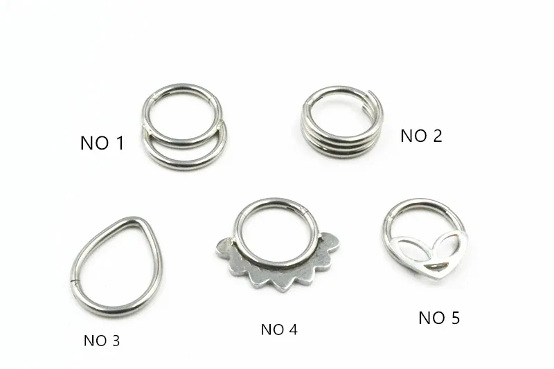 

10pcs 16G Stainless Steel Nose Clicker Hoop Ear Helix Cartilage Septum Seamless Hinged Rings Body Piercing Jewelry Free Ship