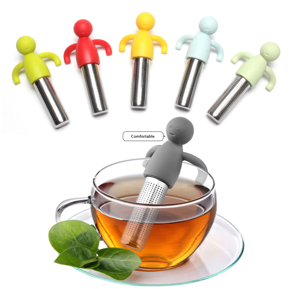 

Silicone stainless steel Tea Infuser Reusable Tea Strainer Sweet Leaf with Drop Tray Novelty Tea Ball Herbal Spice Filter Tea