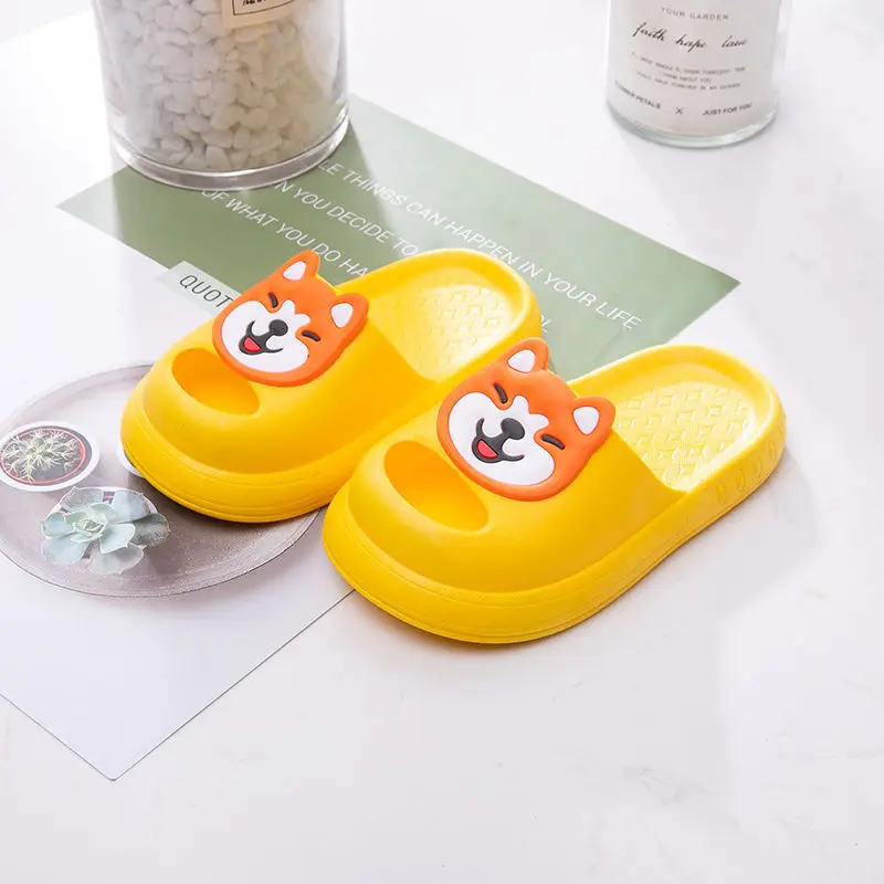 Cartoon Dog Kids Slippers Non-Slip Anti Collision Toe Cap Children Slippers Summer Comfort Soft Sole Boy Girl Shoes Home Shoes extra wide children's shoes Children's Shoes