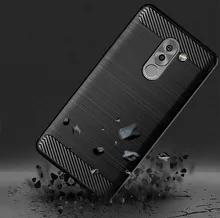 Absorção de choque capa macia tpu anti risco de fibra carbono volta caso original para huawei honor 6x capa casos