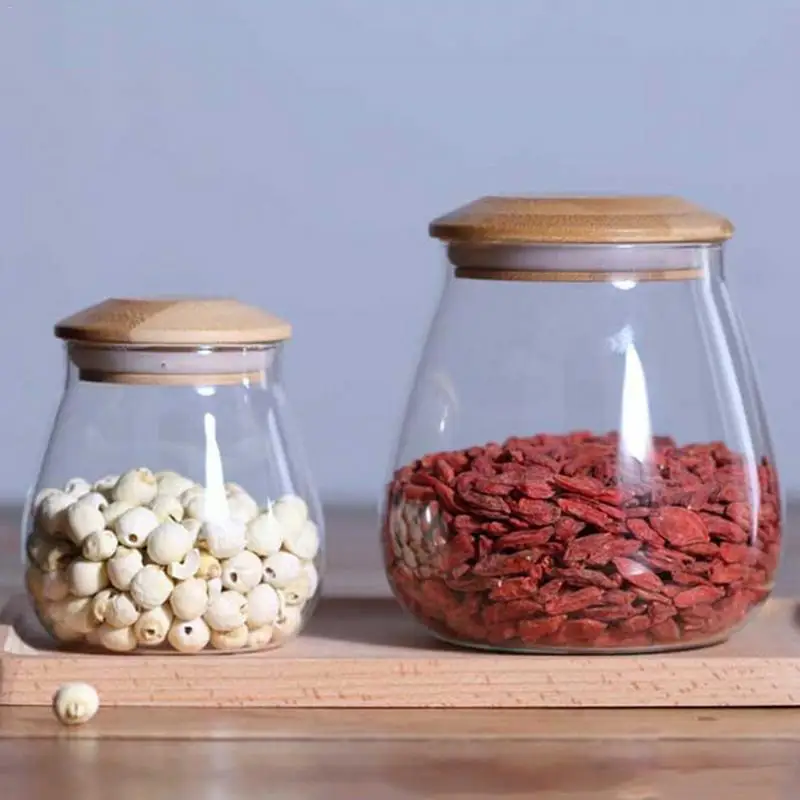 

400/800ML Glass Container Mushroom Shaped Sealed Jar Lotion Jars Cover Transparent with Cover Containers Food Kitchen Storage