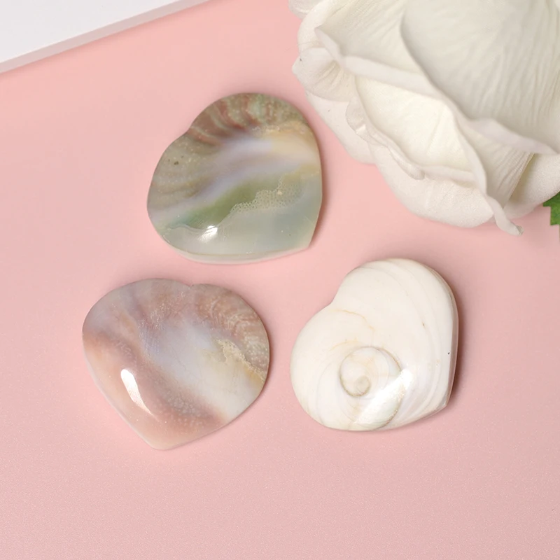 1PC Natural Stone Shell Heart-Shaped Solar Crystal Heart Snail Shaped Mineral Specimen Collection Aquarium Dec | Дом и сад