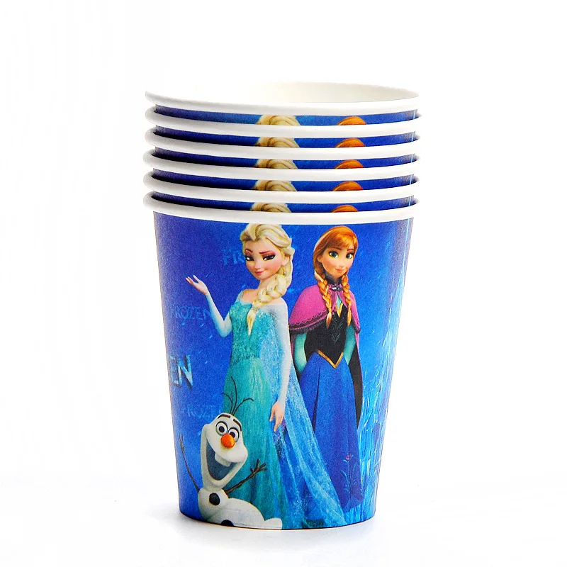 Cup 6 Pcs Ледяная Принцесса Анна Эльза принадлежности для дня рождения одноразовая посуда бумажные тарелки салфетки воздушные шары для девочек вечерние украшения для мероприятий - Цвет: Cup 6 Pcs