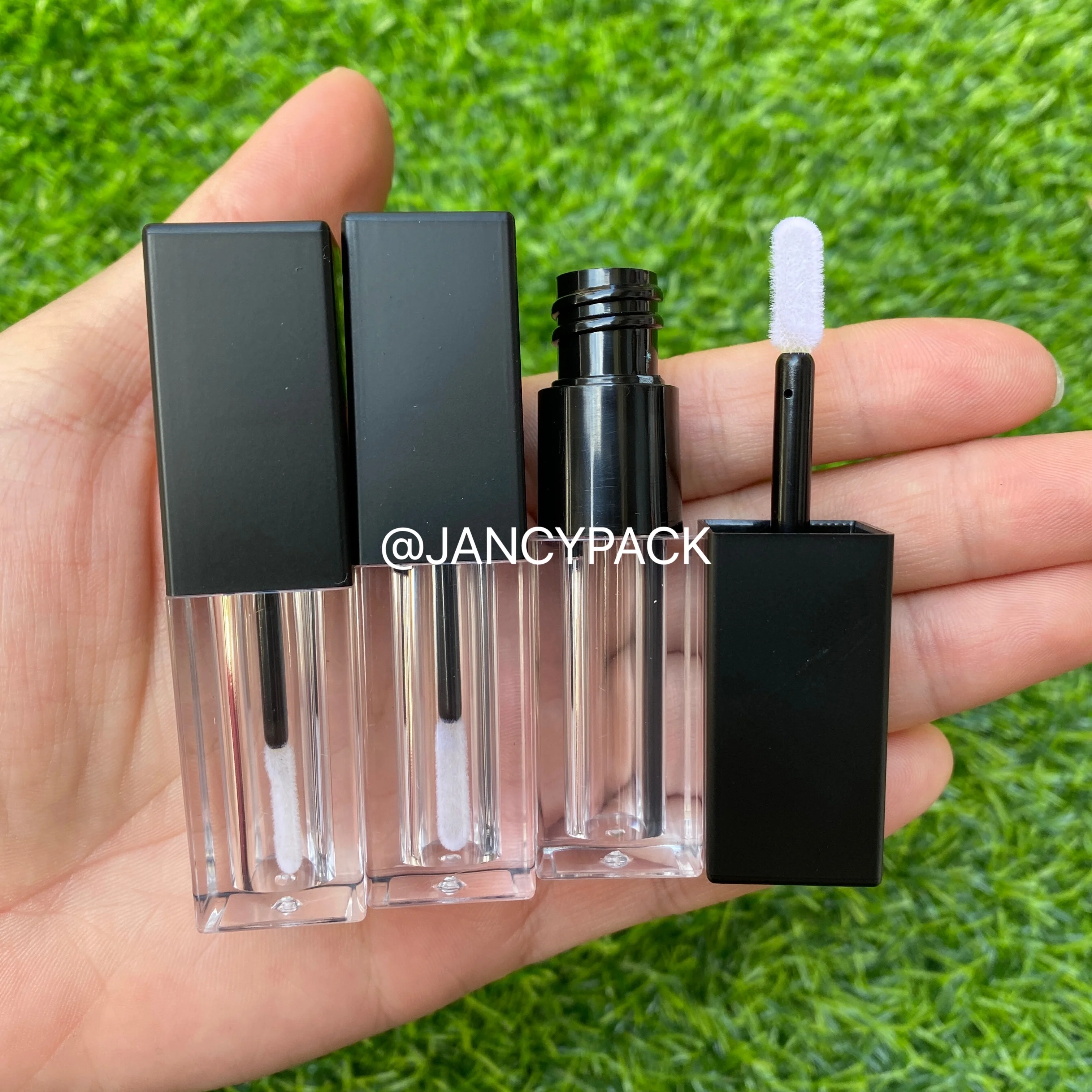 2.5ml Matte Black Square Mini Lip Gloss Tubes Bottle Transparent Bottle