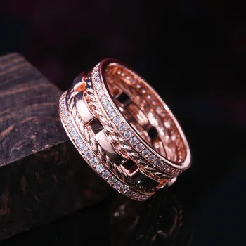 

FFLACELL Multicolor Mini Cubic Zirconia Rings for Lovers Geometric Rough Surface Elegant Wedding Band Jewelry for Men Women Gift