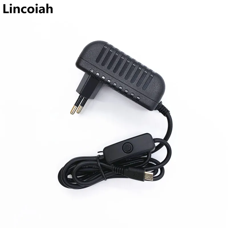 AC 100-240V DC 5V 3A Power Supply Switch Button Power Adapter Charger Micro USB Port 5 V Volt for Raspberry Pi 3 Model B+ plus