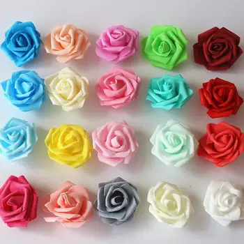 

100Pcs 7cm Solid Color Foam Simulation Rose Artificial Flower Bouquet Wedding Party Bouquet DIY Home Decor