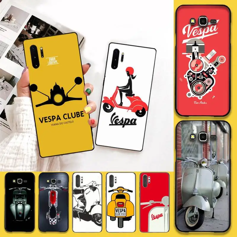 Мягкий силиконовый черный чехол для телефона HPCHCJHM Vespa Scooter Samsung Note 7 8 9 10 pro Galaxy J7 J8 J6