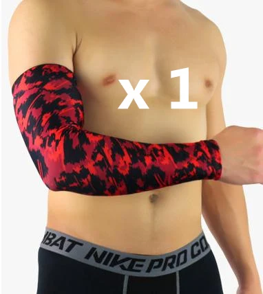 1 piece RED Противоскользящие камуфляжные велосипедные гетры для мужчин и женщин на руку рукава для бега Armguard Фитнес Компрессионные рукава УФ Защита от солнца - Цвет: 1 piece RED