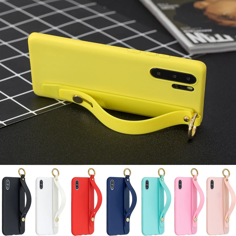 

Candy Wrist Strap Hand Band Silicone Case For Samsung Galaxy Note 8 Note9 Stand Ring Cover For Samsung Note10 Note 10 Plus Case