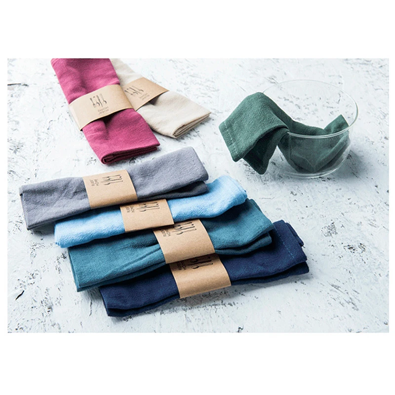 Cotton Linen Cloth Table Napkin Polyester Handkerchief Cloth for Diner Party Xmas Solid Cup Dishes Napkins Table Decorative