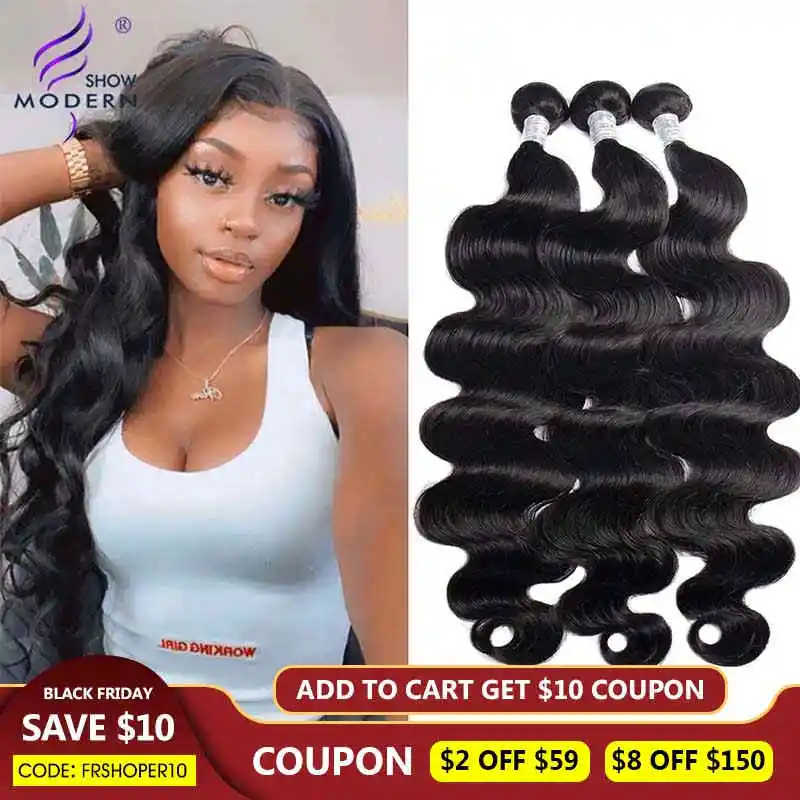 

Modern Show Brazilian Body Wave Bundles 1/3/4 Pcs 28 30 inch Bundles 100% Human Hair Brazilian Hair Weave Bundles Non-Remy