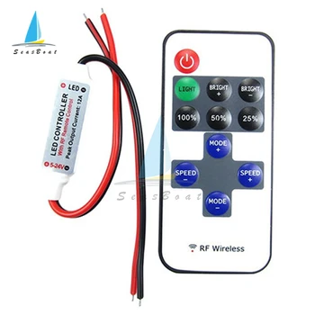 Mini DC 12V Led Controller Dimmer 6A Wireless RF Remote to Control Single Color Strip Lighting 3528 5050 5630 led strip tanie i dobre opinie NoEnName_Null DE(Origin) RF Wireless LED Strip Controller Mini Dimmer RF Wireless Remote Control RGB Controler Plastic One year