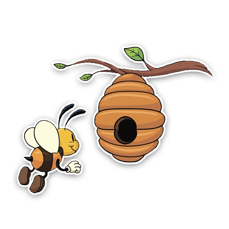 

14CM*11CM Interesting Lovely Honeycomb Cartoon Bees Colored PVC High Quality Car Sticker Graphic Decoration