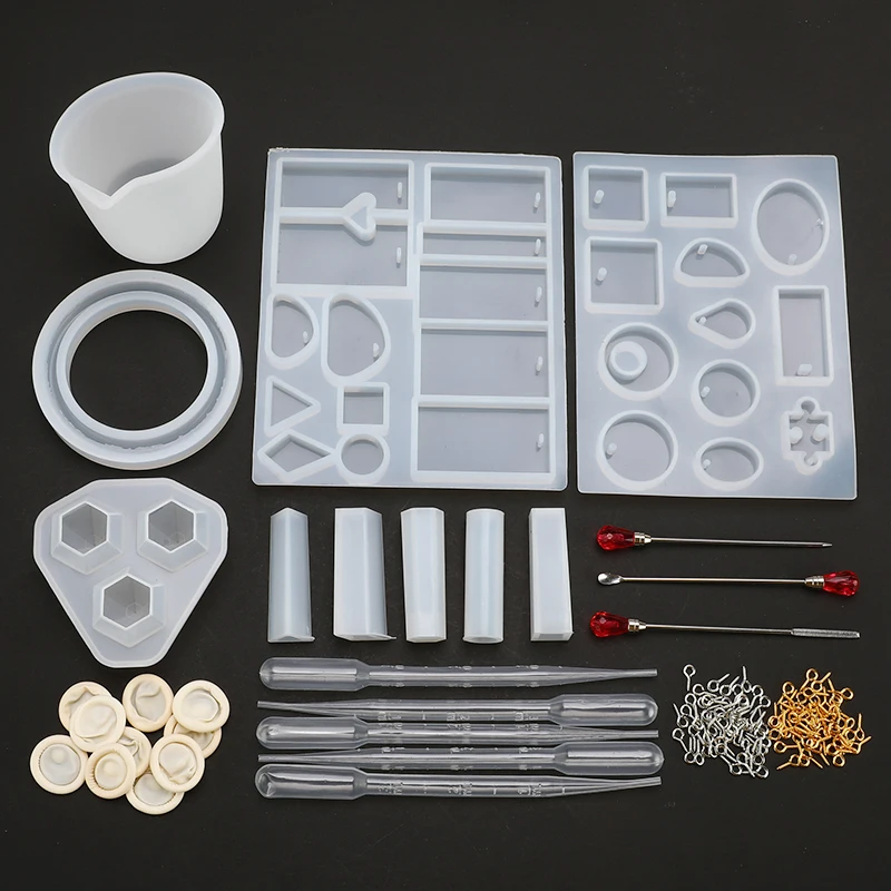 

14pcs/set Silicone Mold DIY Mix Stick Dropper Clasp Jewelry Making Tools Set Epoxy Resin Molds With Drip Pipe Stirring Rod