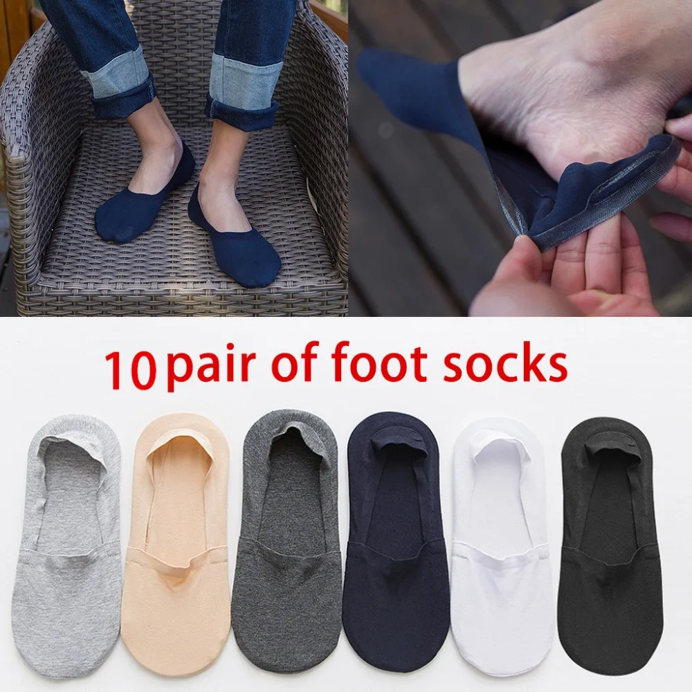  10 Pairs Fashion Man Antiskid Invisible Low Cut Socks Anti-slip Toe Ankle Sock (1)