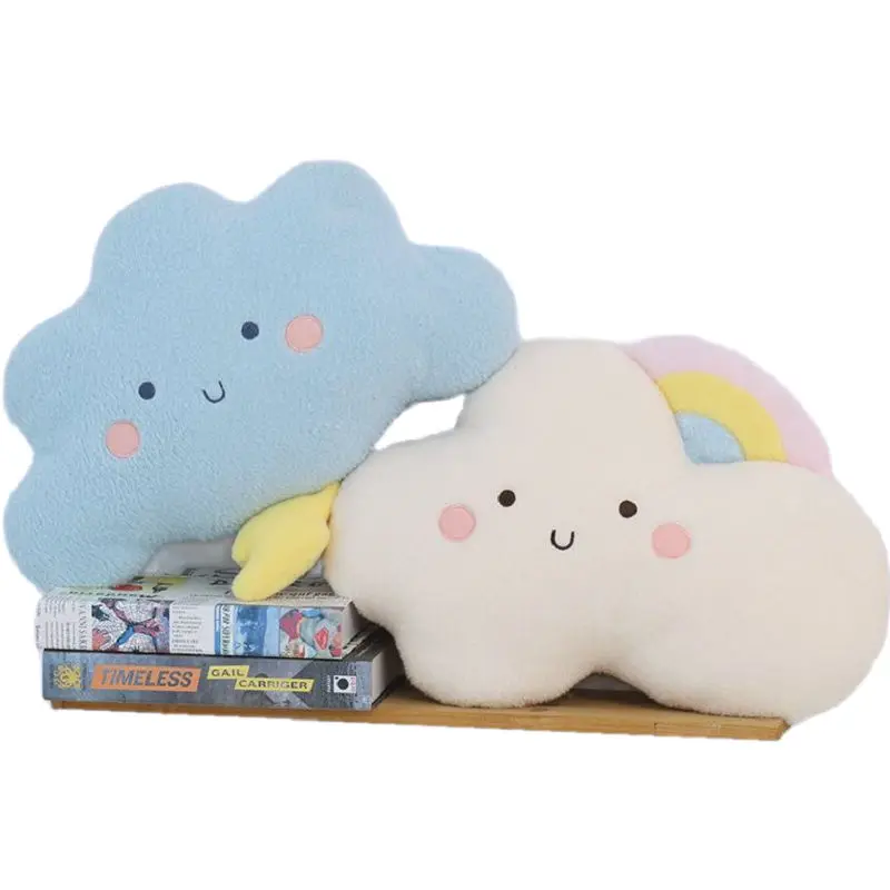 Cute Emotion Face Weather Pillow Stuffed Plush Thunder Dark Clouds Rainbow White Cloud Cushion Baby Bed Room Decor Home Decor 2