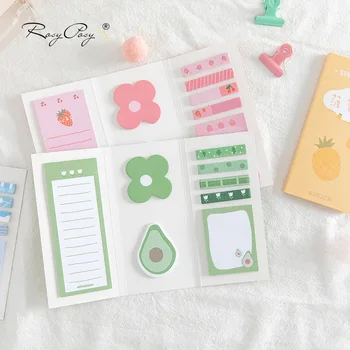 

SIXONE 8*20 Sheets Cartoon Creative Fruits Sticky Notes Paper Kawaii Avocado Student Diary Message Sticker Memo Pad Stationery