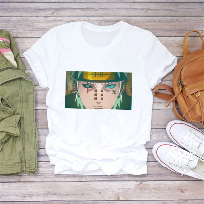 Модная футболка LUSLOS Naruto с японским аниме забавная женская Саске повседневная