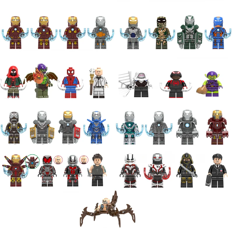 

Super Heroes Single Sale Building Block Figures IRON MAN SPIDERMAN HAWKEYE Bricks Toys for Children Compatible with LEgOINGs