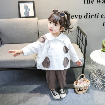 

INS Hot Polka Dot O-Neck Girls Coats Long Sleeve Spring and Autumn Children's Sets 1-5 years Baby Kids Clothing Two-pieces Suit