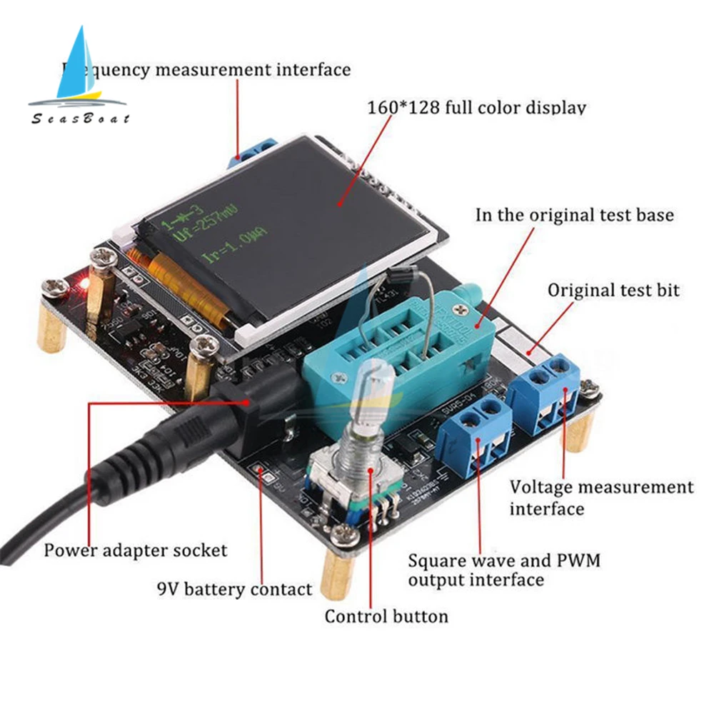 ATMEAG328P GM328A M328 Transistor Tester LCR Diode Capacitance ESR Meter PWM Square Wave Signal Generator