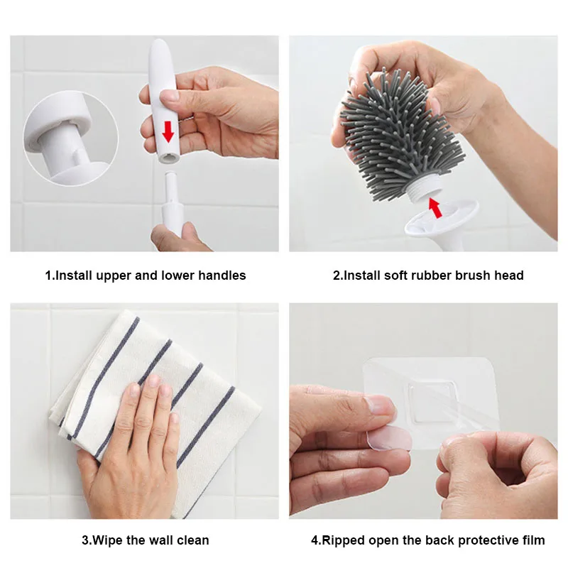 

Toilet Brush with Holder Soft Silicone Brush with Quick Drying Holder Set J99Store