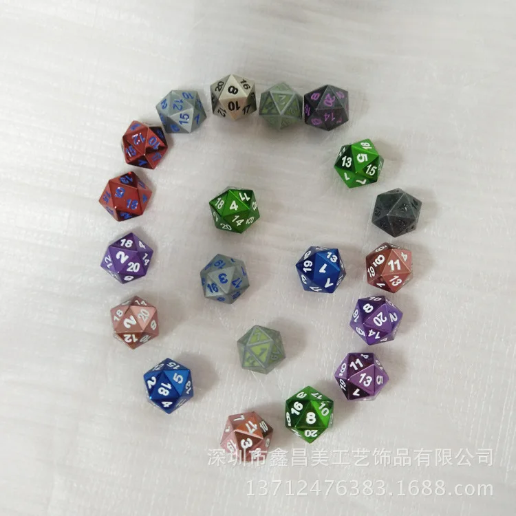 Источник D20 поверхность с цифрами игральные кости Металлические игральные кости одно зерно 20 мм