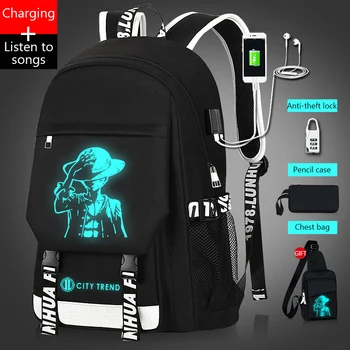 

Student School Backpack 3D Luminous Animation USB Charge School bag for Teenager boy anti-theft children's backpack schoolbags