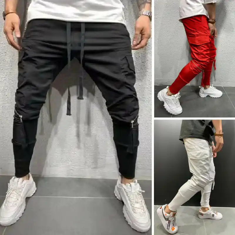 red black and white cargo pants