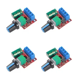 Régulateur de vitesse de moteur, 5A 90W, 4 pièces, PWM, réglable, DC 4.5V 35V, indicateur LED intégré avec bouton de contrôle de vitesse 