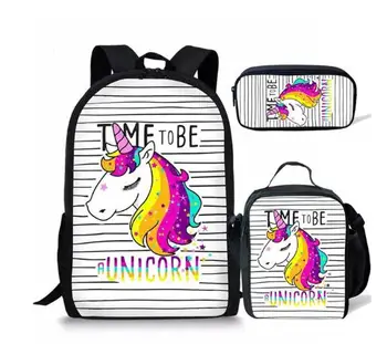 

Cartoon Horse Print School Bag Set for Girls Kids Backpack Orthopedic Primary Satchel Schoolbag Mochila Escolar