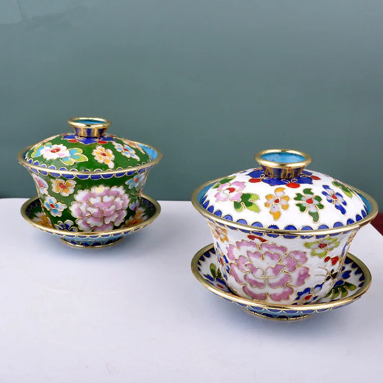 Пекин Cloisonne Крышка Чаша из трех частей чайная чаша чайный набор чашек Рекомендуемые подарочные украшения