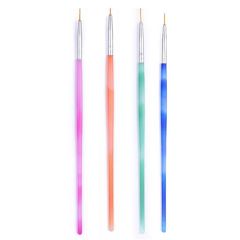 Кисточка для ногтей Рисование линий Цветочная живопись ручка смешанный размер красочные ногти ручка пластиковая ручка инструменты для дизайна ногтей упаковка из 4 шт