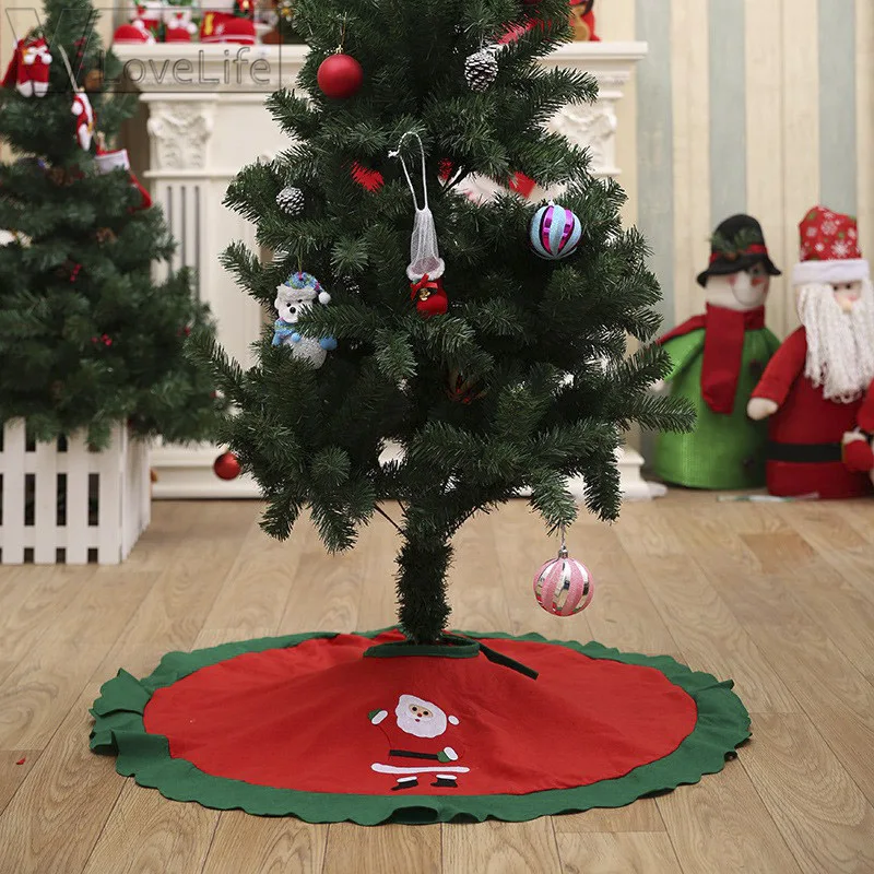 3" зелёный край Рождественская елка юбка с Санта-Клаусом Новогодняя Рождественская елка ковер Счастливого Рождества Декор для дома Открытый Декор