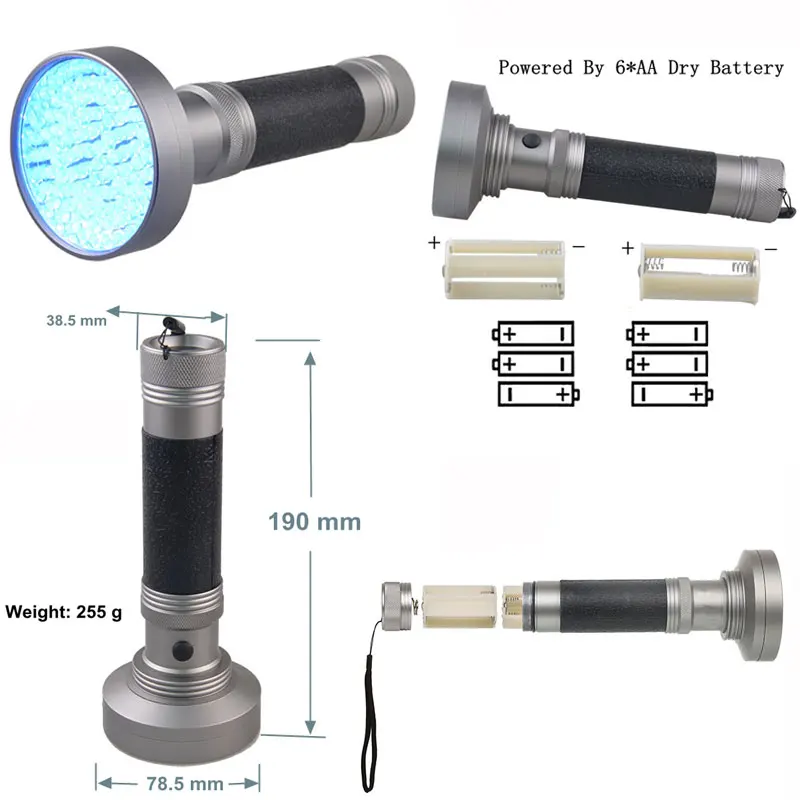 TMWT 395nM 7W Powerful UV Flashlight 100 LED Black Light Torch Ultraviolet Lantern For pet urine testing|flashlight torch|black light flashlightlight