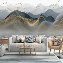 Пользовательские Настенные обои 3D современный свет Роскошные абстрактные чернила пейзаж фон декоративная картина на стену живопись