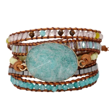 

Ladies Wrapped Bracelet Leather Strap Bracelet Woven Beaded Bracelet Multi-Layer Handmade Bracelet