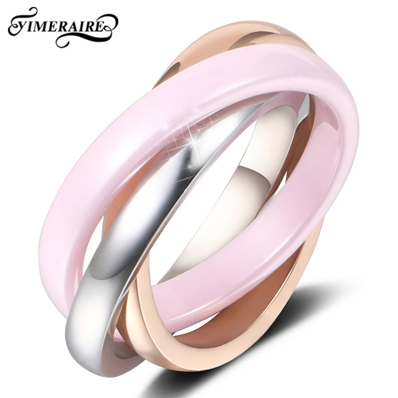 New 3PCS Cross Special Design For Women Smooth Ceramic Finger Rings Scratches Comfortable Jewelry Holiday Gifts Youth Girls Pink | Украшения