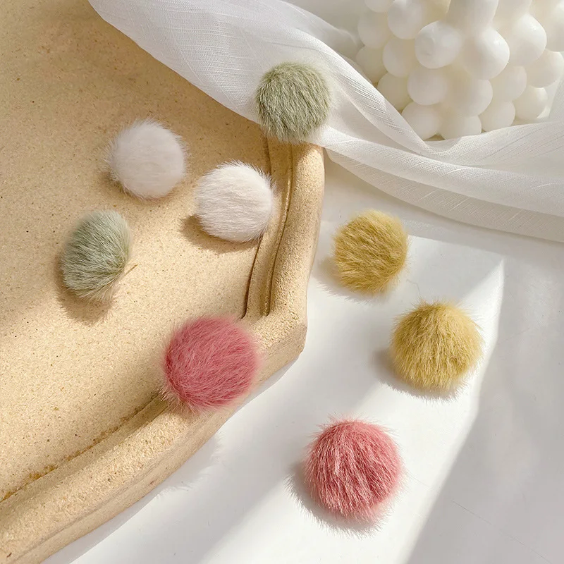 Новое поступление, круглые Хлопковые женские трендовые серьги-гвоздики, шерстяные серьги-пуговки для женщин, модные серьги, простые ювелирные изделия