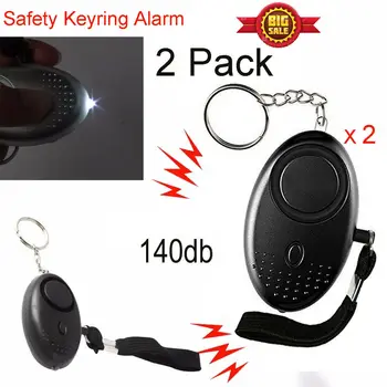 

2 PCS Personal Alarm Rape Attack Panic Security 140dB Loud LED Keyring Alarms