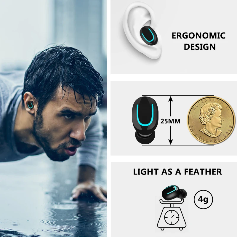 Bluetooth Earphones TWS Wireless Blutooth 5 0 Earphone Handsfree Headphone Sports Earbuds Gaming Headset Phone PK i60 i9000