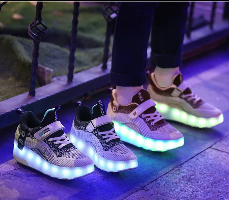 New Two wheels USB Charging Fashion Girls Boys LED Light Roller Skate Shoes For Children Kids Sneakers With Wheels Two wheels