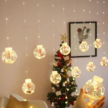 

3M 220V EU Plug Christmas LED Santa Wish Ball String Fairy Curtain Lights Outdoor Waterproof For Holiday Garden Wedding Decor