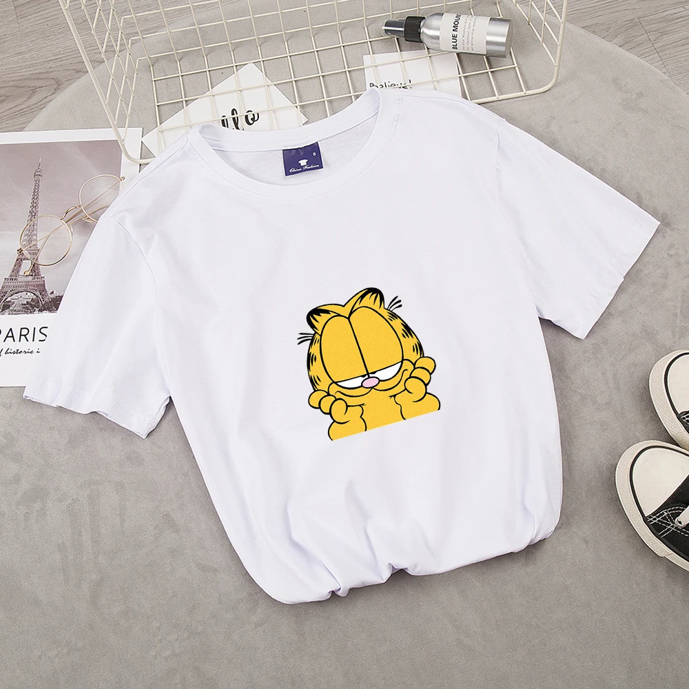 

Summer Women's Harajuku Kawaii Cartoon Cat Print Loose T-shirts Girls Short Sleeve Tshirts Casual Funny T Shirt Top Female