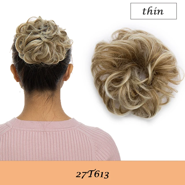 HAIRRO 80g Straight Donut Chignon Hairpieces Synthetic Ombre Elastic Updo Chignon Fluffy Messy Scrunchies Hair Bun For Women 27T613-28g