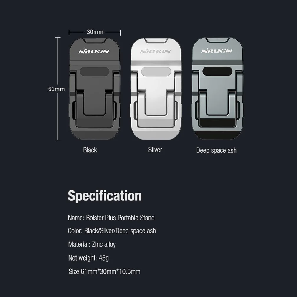 wall phone holder Đối với giá đỡ máy tính xách tay Giá đỡ máy tính xách tay NILLKIN Bolster Plus 1 cặp góc có thể điều chỉnh Hợp kim nhôm chống trượt Giá đỡ máy tính xách tay silicon chống trượt phone stand holder