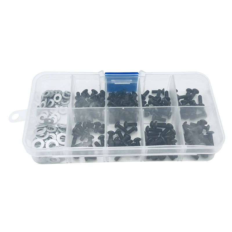 340/180pcs 10 Types M3 M4 Flat Round Screw Stainless Steel Screws Kit Box Repair Tools For 1/10 HSP RC Car