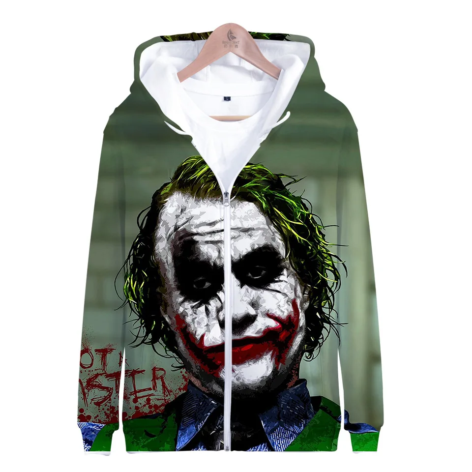 Толстовка с капюшоном на молнии для мужчин и женщин свитшот надписью HAHA Joker