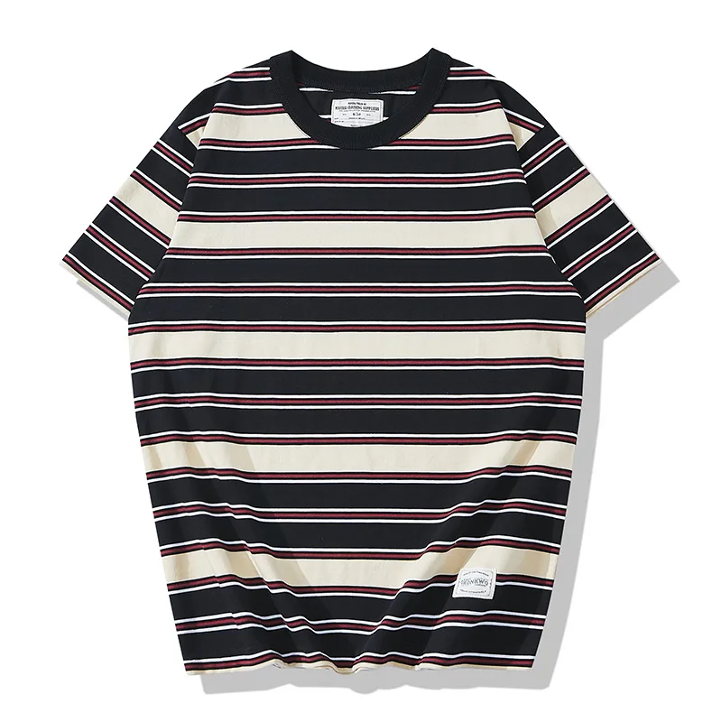 ★SATUR★ All Day Cotton Stripe Short Sleeve T-Shirt Classic Layered Stripe Short-Sleeve T-Shirt (4 Colors) - ESOO | 60